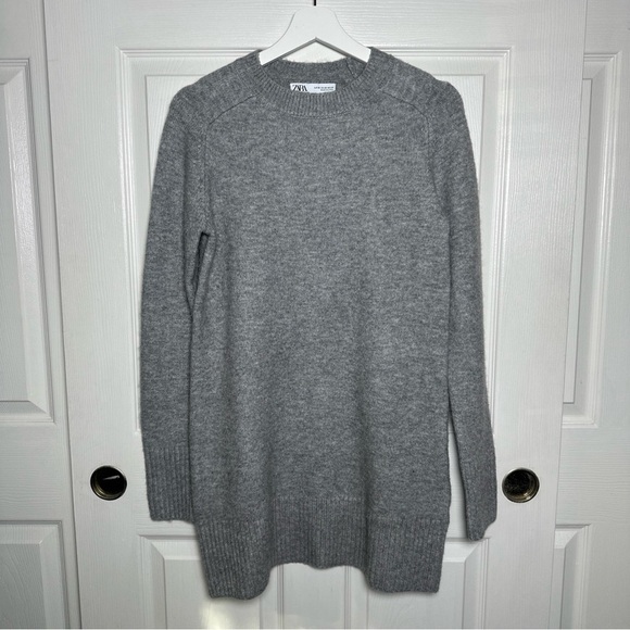 ZARA Women’s Soft Knit Sweater Dress XSmall Heather Grey Preppy Office Normie - Picture 2 of 15